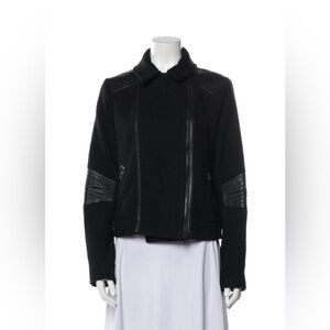 Vince Black Wool Blend Biker Jacket Size L